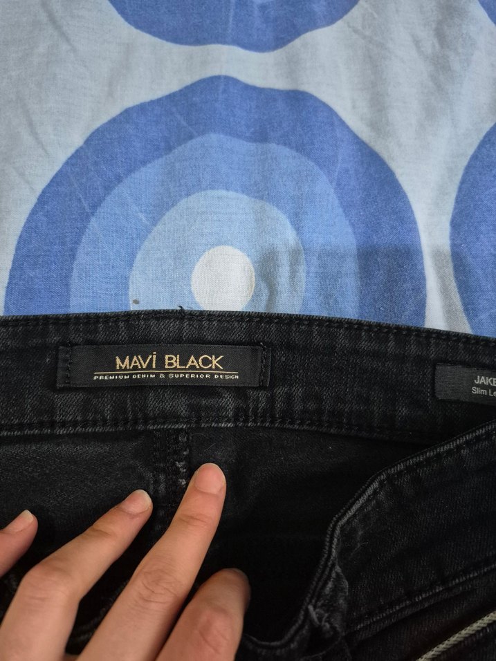 Erkek Siyah Tie-Dye Regular Fit Denim Pantolon - Görsel 2