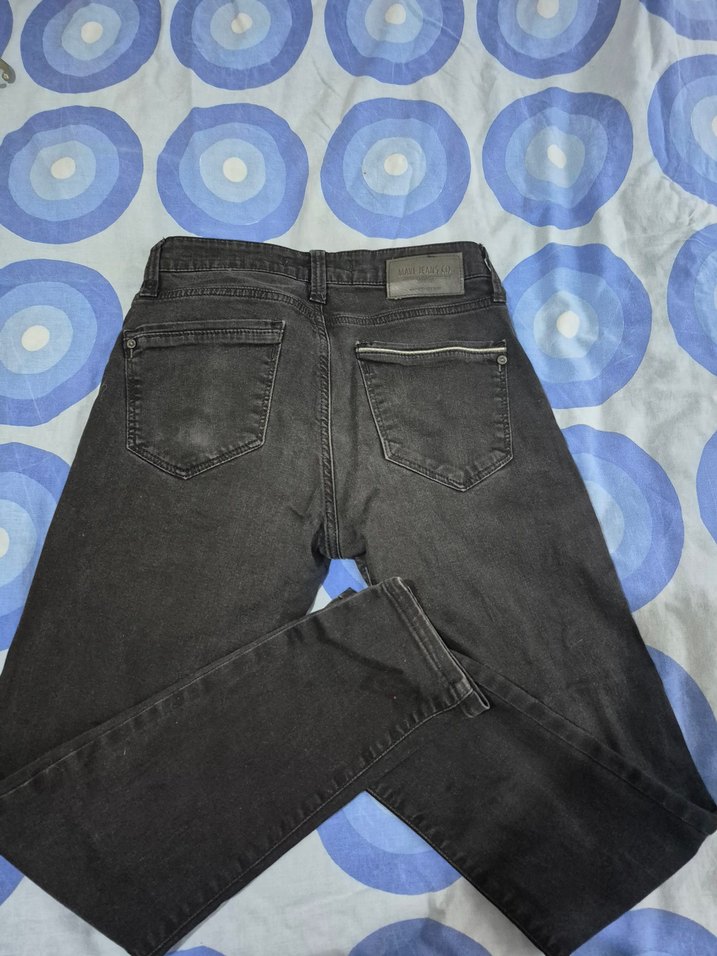 Erkek Siyah Tie-Dye Regular Fit Denim Pantolon - Görsel 5