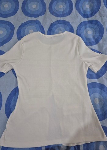 Düğmeli Beyaz Kısa Kollu Hamile Tişörtü - Görsel 3