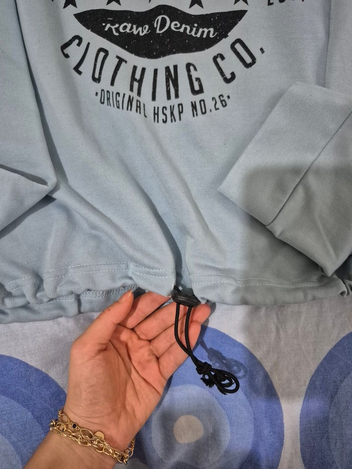 Gri Kapüşonlu Kadın Sweatshirt Ruffle Detaylı - Görsel 2