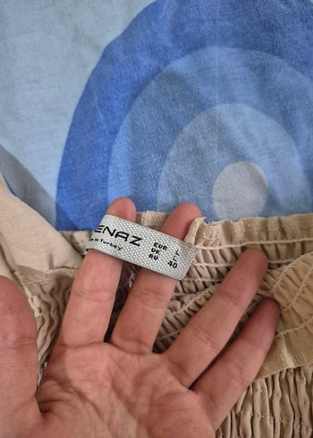 Bej Bohem Uzun Keten Elbise - Görsel 4