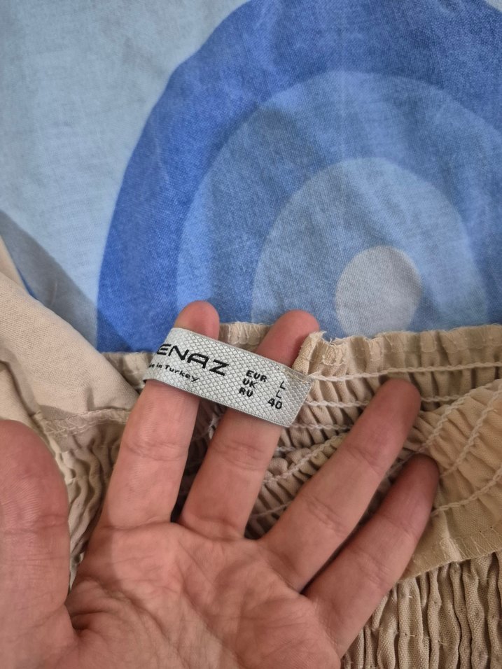 Bej Bohem Uzun Keten Elbise - Görsel 4