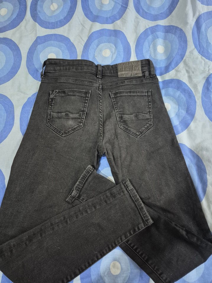 Gri Düğmeli Kadın Kot Pantolon - Görsel 3