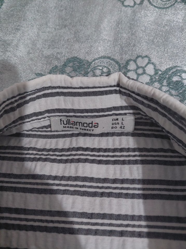 Gri Çizgili Uzun Kollu Kadın Gömlek - Görsel 2