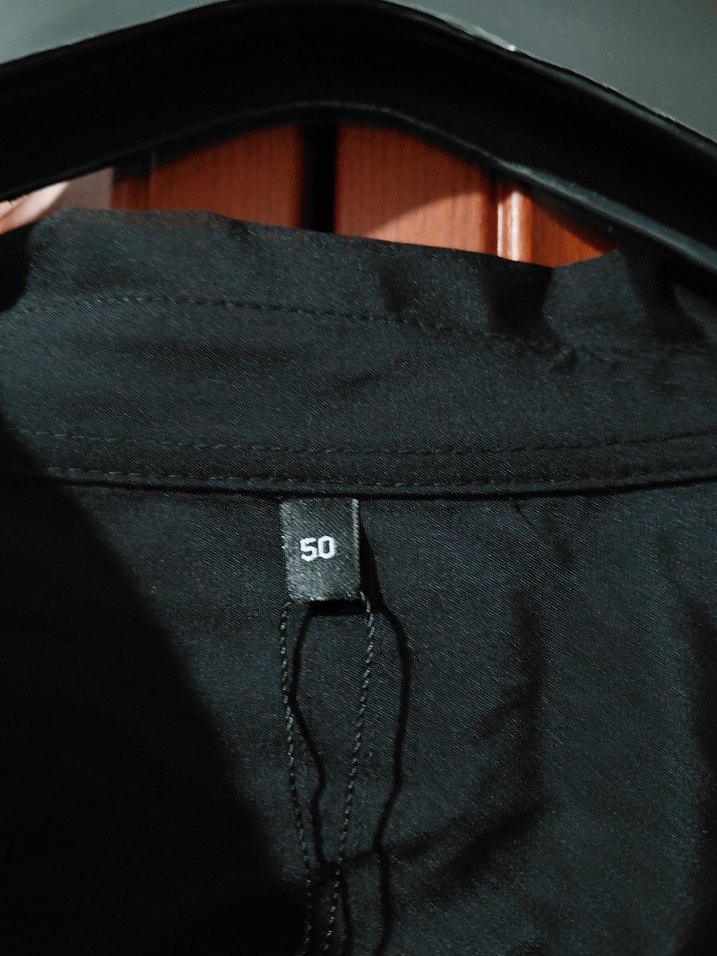 Siyah Keten Düğmeli Uzun Kollu Gömlek - Görsel 3