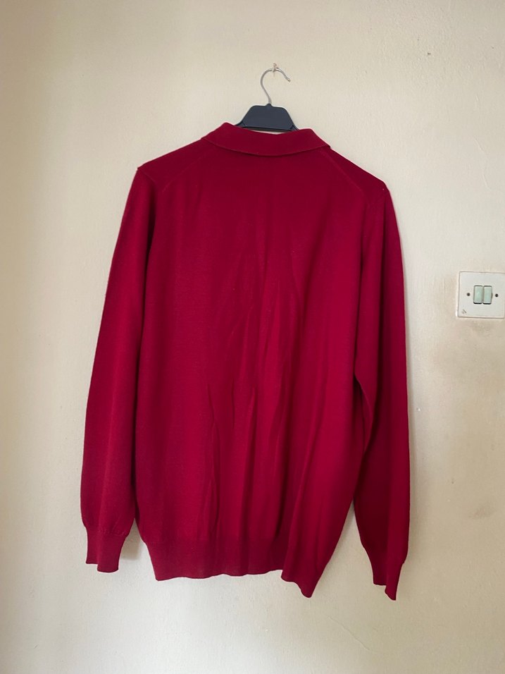 Bordo Düğmeli Yün kazak - Görsel 2