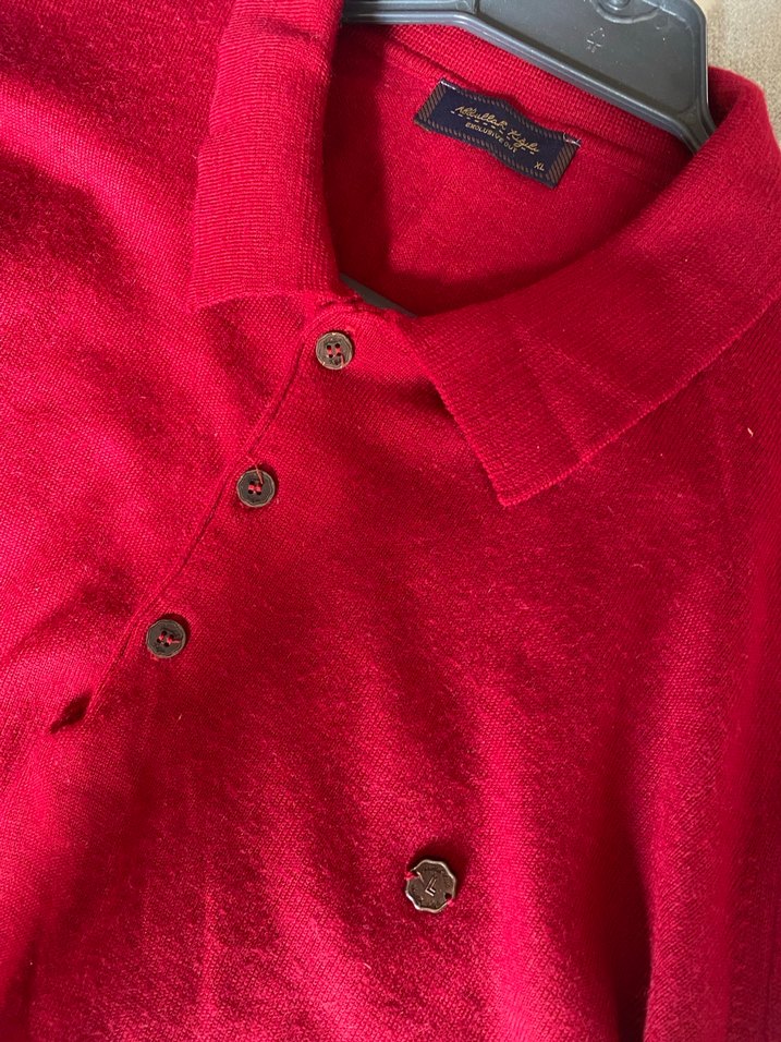 Bordo Düğmeli Yün kazak - Görsel 5