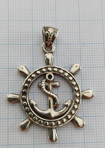 Unisex Gümüş Renkli Çapa ve Dümen Kolye Ucu - Görsel 2