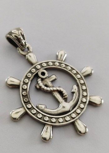 Unisex Gümüş Renkli Çapa ve Dümen Kolye Ucu - Görsel 11