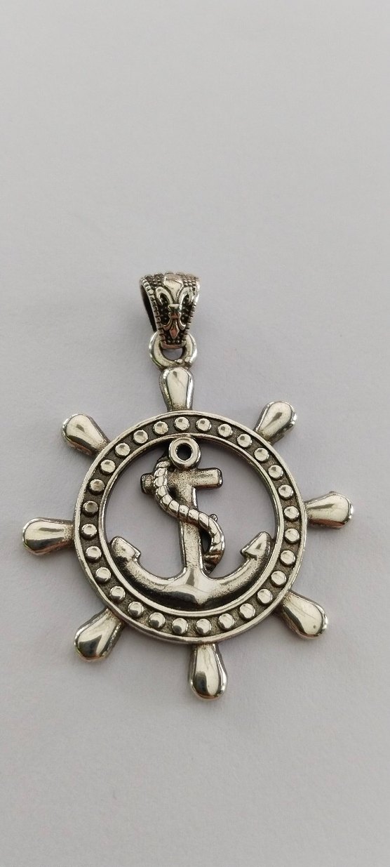 Unisex Gümüş Renkli Çapa ve Dümen Kolye Ucu - Görsel 3