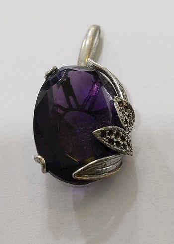 Mor Taşlı İşlemeli Gotik Kolye Ucu - Görsel 8