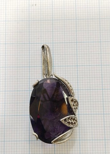 Mor Taşlı İşlemeli Gotik Kolye Ucu - Görsel 3