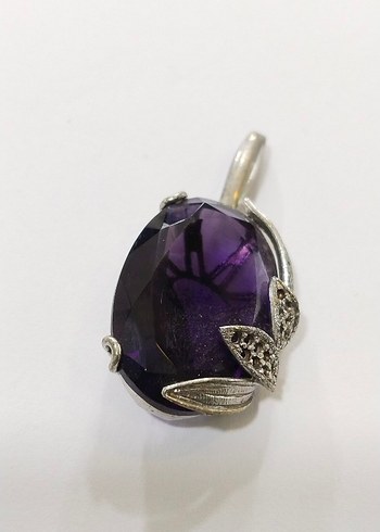 Mor Taşlı İşlemeli Gotik Kolye Ucu - Görsel 2