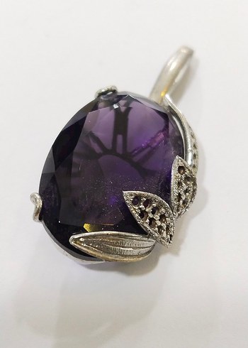 Mor Taşlı İşlemeli Gotik Kolye Ucu - Görsel 9