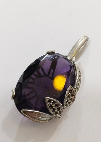 Mor Taşlı İşlemeli Gotik Kolye Ucu - Görsel 11