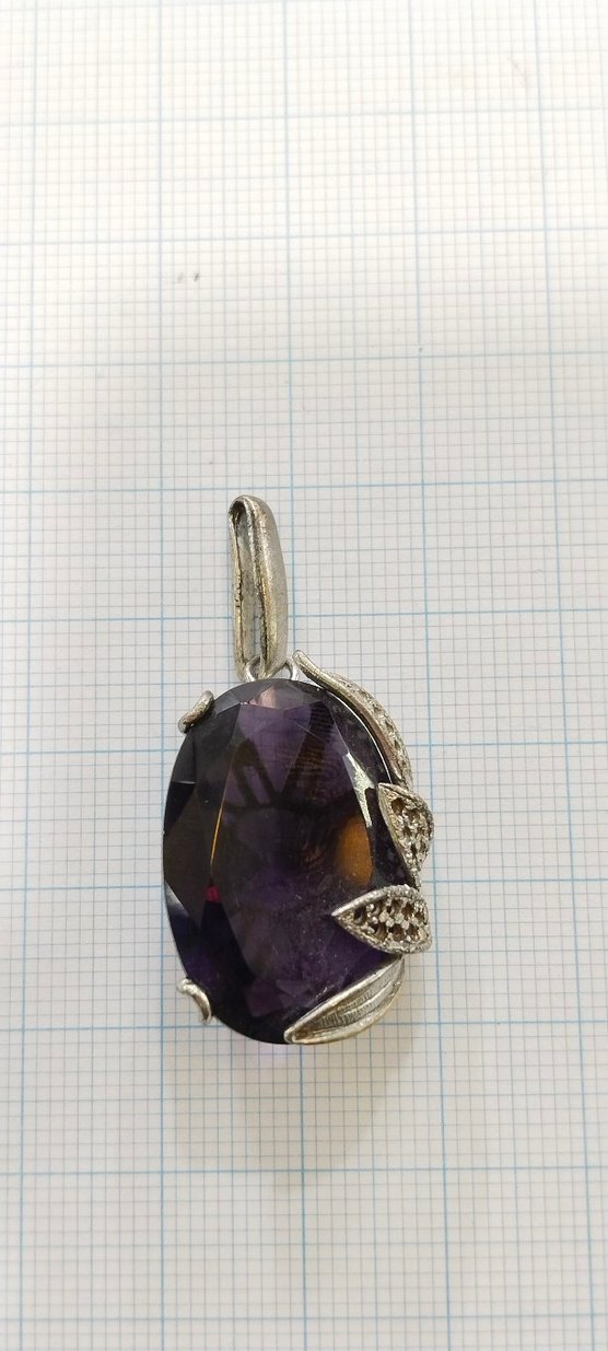 Mor Taşlı İşlemeli Gotik Kolye Ucu - Görsel 3