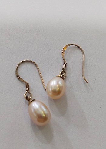 Bej İnci Boncuklu Midi Kadın Küpeler - Görsel 7