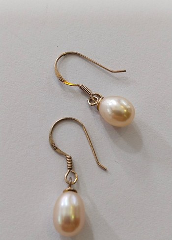 Bej İnci Boncuklu Midi Kadın Küpeler - Görsel 9