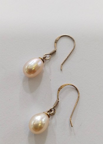 Bej İnci Boncuklu Midi Kadın Küpeler - Görsel 8