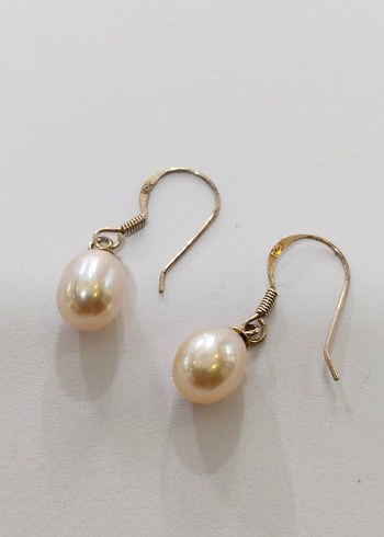 Bej İnci Boncuklu Midi Kadın Küpeler - Görsel 4