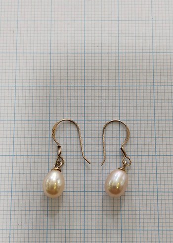 Bej İnci Boncuklu Midi Kadın Küpeler - Görsel 2