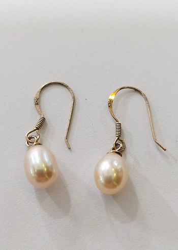 Bej İnci Boncuklu Midi Kadın Küpeler - Görsel 5