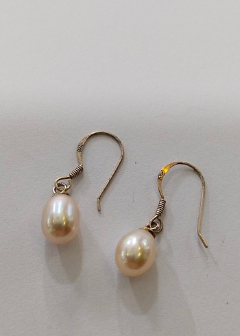 Bej İnci Boncuklu Midi Kadın Küpeler - Görsel 6