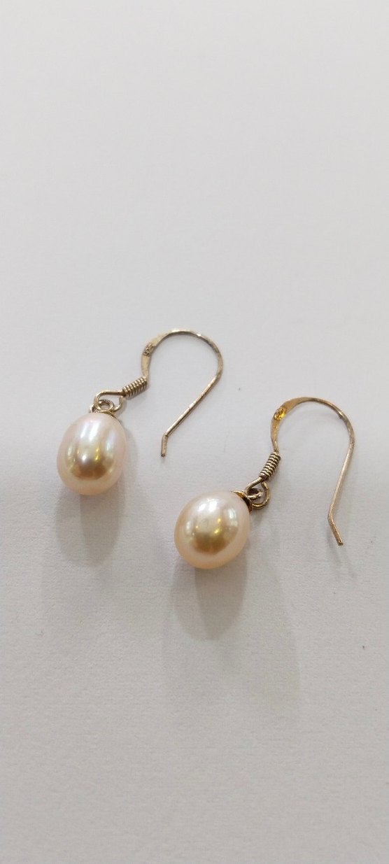 Bej İnci Boncuklu Midi Kadın Küpeler - Görsel 4