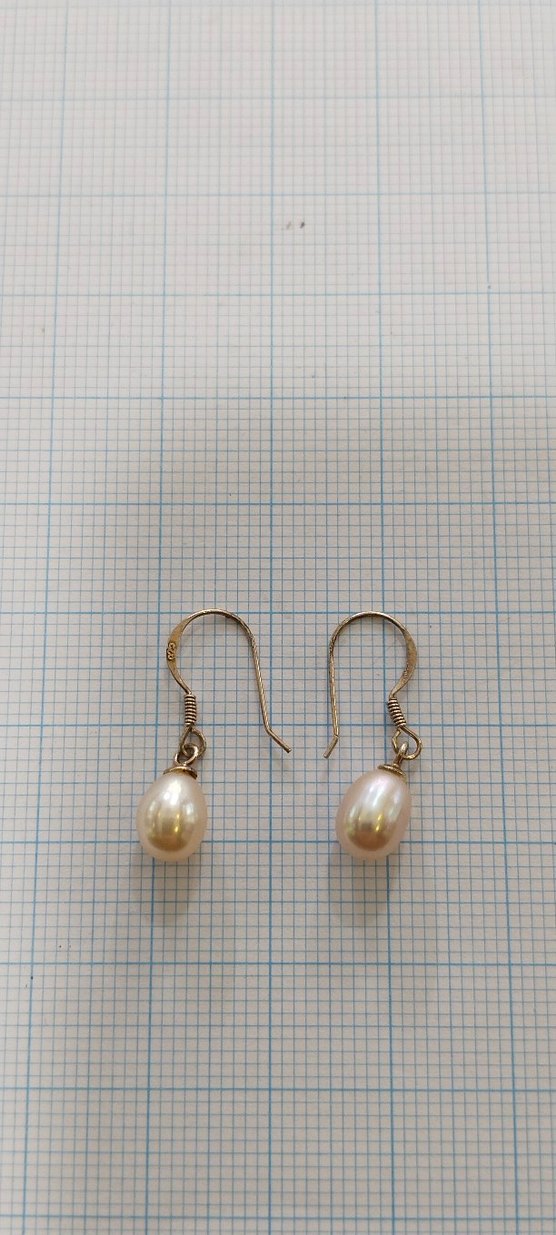 Bej İnci Boncuklu Midi Kadın Küpeler - Görsel 2