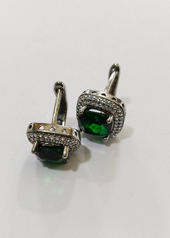 Yeşil Mini Kare Taşlı Küpe - Görsel 9