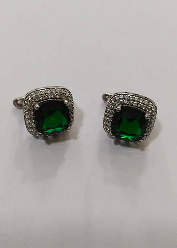 Yeşil Mini Kare Taşlı Küpe - Görsel 10