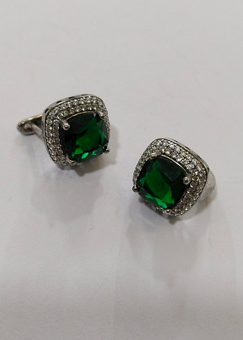 Yeşil Mini Kare Taşlı Küpe - Görsel 12