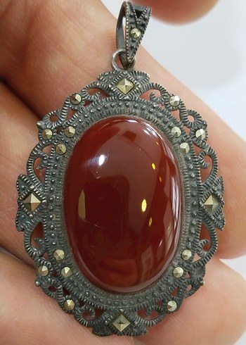 Vintage Kırmızı Boncuklu Kadın Kolye Ucu - Görsel 12