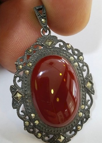 Vintage Kırmızı Boncuklu Kadın Kolye Ucu - Görsel 10