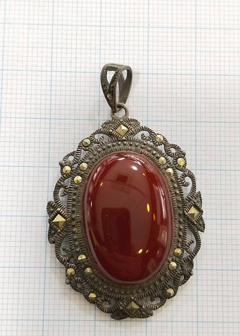 Vintage Kırmızı Boncuklu Kadın Kolye Ucu - Görsel 5