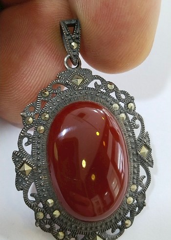 Vintage Kırmızı Boncuklu Kadın Kolye Ucu - Görsel 4