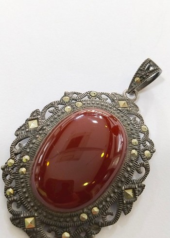 Vintage Kırmızı Boncuklu Kadın Kolye Ucu - Görsel 2