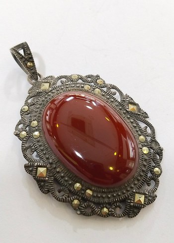 Vintage Kırmızı Boncuklu Kadın Kolye Ucu - Görsel 3