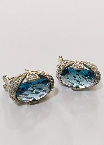 Mavi Taşlı Kadın Küpeler - Görsel 7