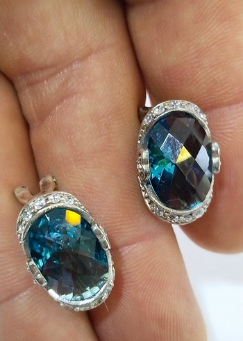 Mavi Taşlı Kadın Küpeler - Görsel 8