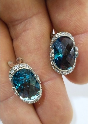 Mavi Taşlı Kadın Küpeler - Görsel 11