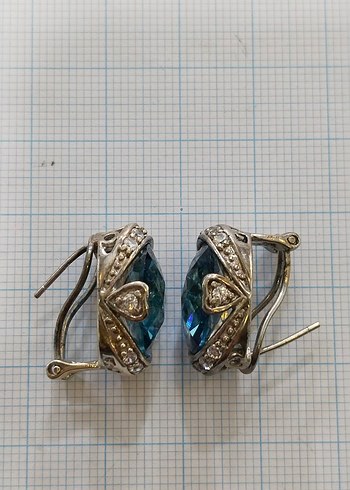 Mavi Taşlı Kadın Küpeler - Görsel 4