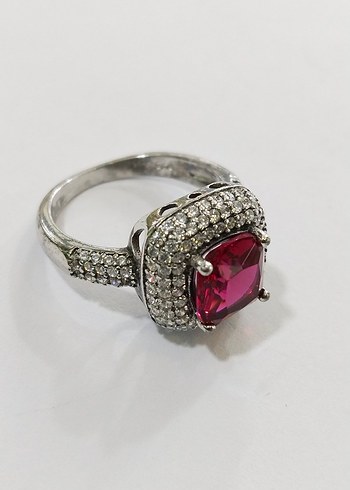 Kırmızı Taşlı Modern Klasik Kadın Yüzük - Görsel 8