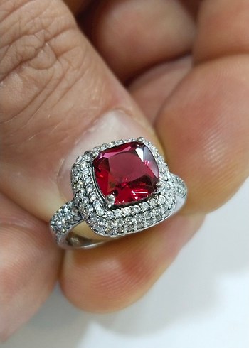 Kırmızı Taşlı Modern Klasik Kadın Yüzük - Görsel 14