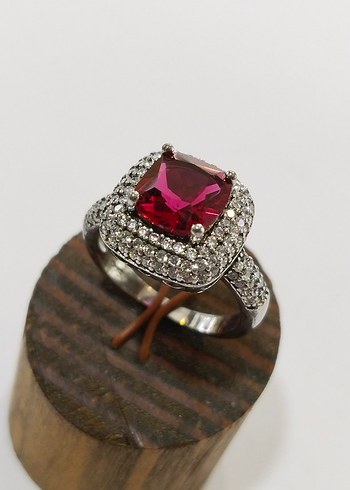 Kırmızı Taşlı Modern Klasik Kadın Yüzük - Görsel 19