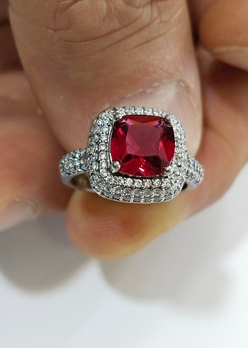 Kırmızı Taşlı Modern Klasik Kadın Yüzük - Görsel 13