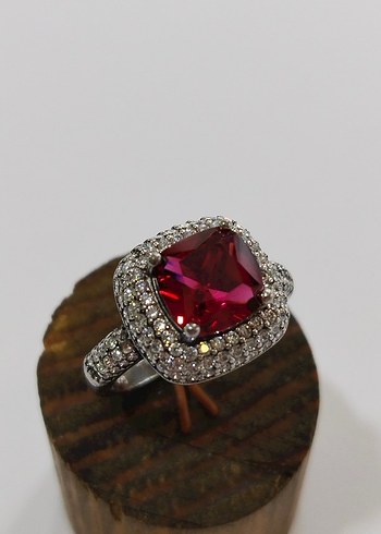 Kırmızı Taşlı Modern Klasik Kadın Yüzük - Görsel 16