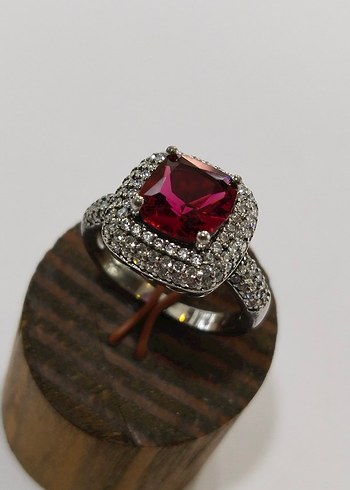 Kırmızı Taşlı Modern Klasik Kadın Yüzük - Görsel 20