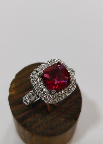 Kırmızı Taşlı Modern Klasik Kadın Yüzük - Görsel 17