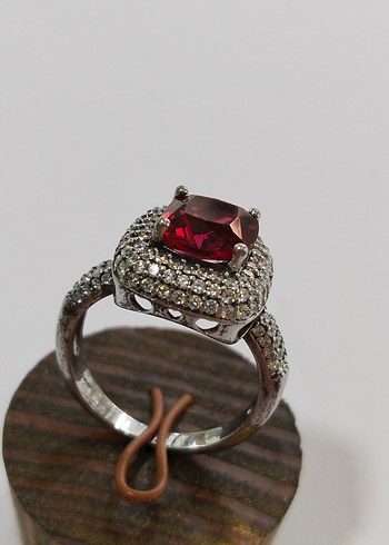 Kırmızı Taşlı Modern Klasik Kadın Yüzük - Görsel 5